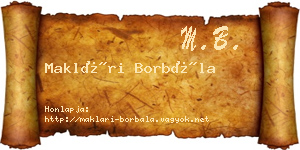 Maklári Borbála névjegykártya